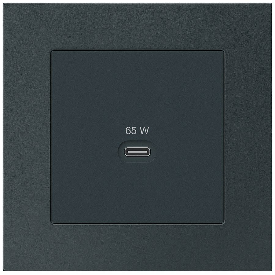 UP-USB-Ladesteckdose Hager kallysto.pro Typ C 65W 3250mA schwarz