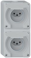 AP-Kombination robusto 2×1, 2×Steckdose T13 IP55 grau
