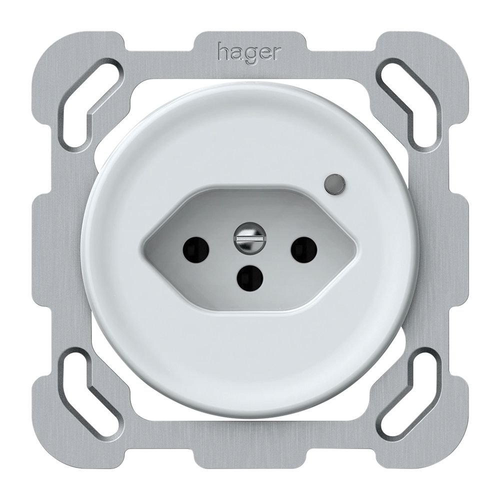 UP-Steckdose origin 1×Typ 13 bel.grün 10A 230V 77×77mm weiss