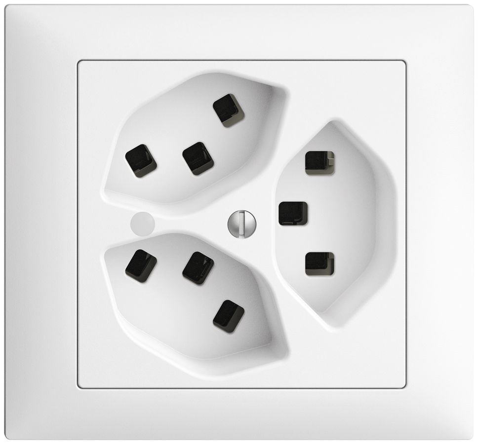 Presa INS 3×T23 16A bianco con LED verde EDIZIOdue