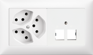 UP-Kombination Edue 1x2 ws, 3xT13 Anschlussdose R&M 2xRJ45 spez.Kat.5/6