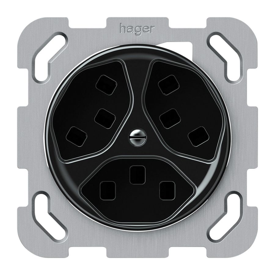 Prise ENC origin 3×type 23 16A 230V 77×77mm noir