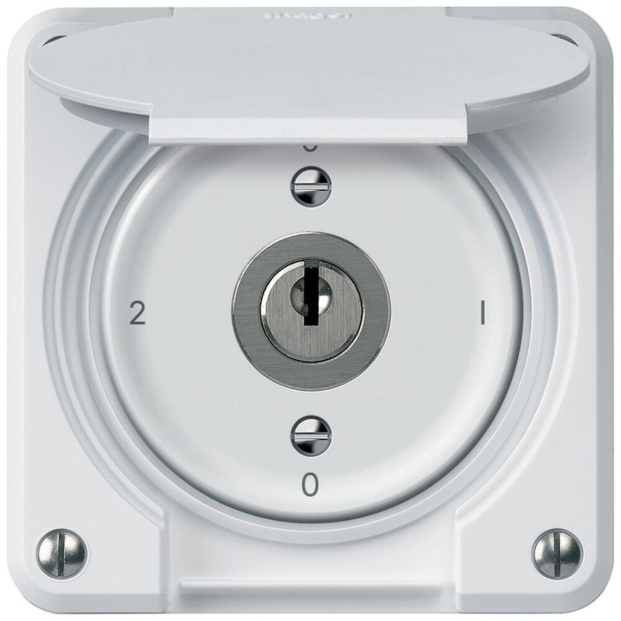 Interrupteur à clé ENC robusto commutateur 16A 250V 86×86mm blanc