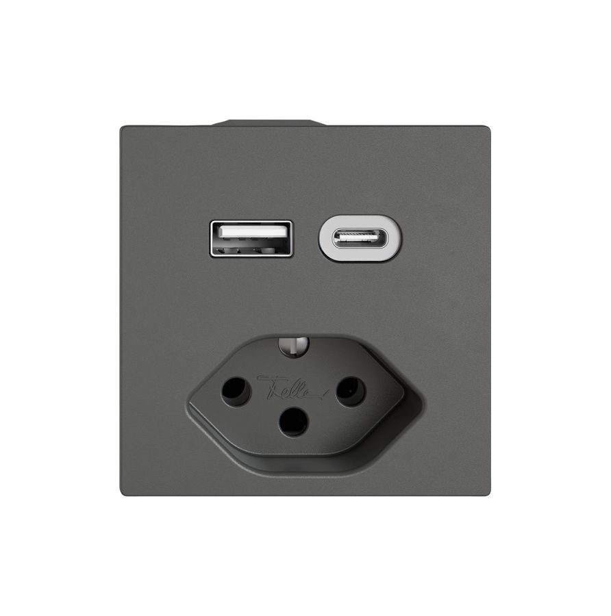 Prise de charge USB EDIZIO.liv SNAPFIX® USB A+C/T13 3A 230VAC grf