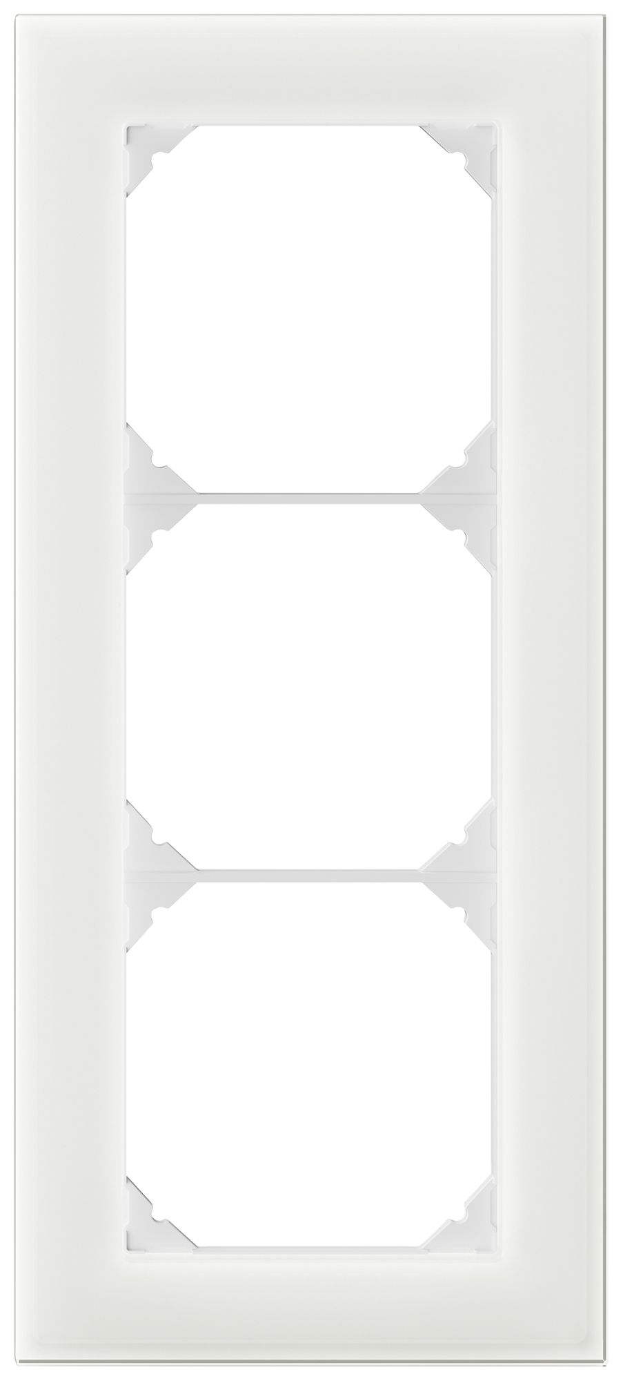 UP-Abdeckrahmen EDIZIO.liv prestige SNAPFIX® 3×1/1×3 214×94mm glas weiss