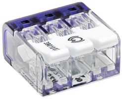 Verbindungsklemme Woertz 3P 0.2…4mm² mit Betätigungshebeln farblos transparent
