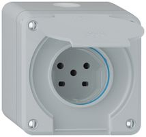 AP-Steckdose robusto 1×Typ 15 IP55 hellgrau