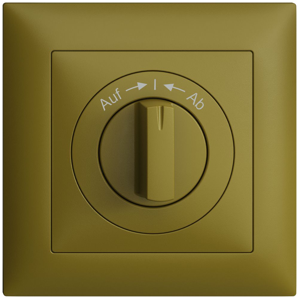 Kit frontal EDIZIOdue Auf->I<-Ab olive 88×88mm pour contact pivotant.