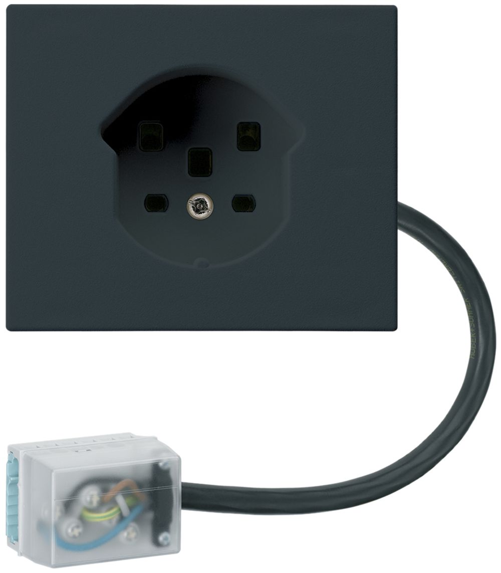 FLF-Steckdose HA Typ 25 mit Steckklemmen mit Flachkabel-Adapter Power schwarz