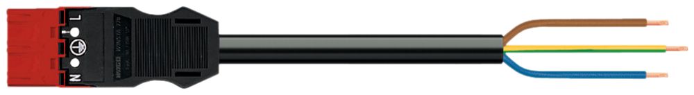 Anschlussleitung MIDI 3×1.5mm² 16A 250V 1m Cod.P Stecker-freies Ende rot Cca