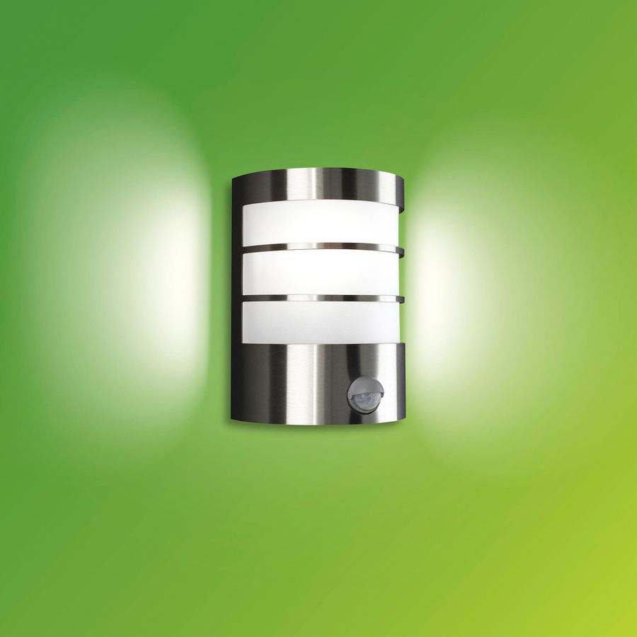 Wandleuchte Philips Calgary IR E27 SEN 1×60W IP44 DIM Edelstahl