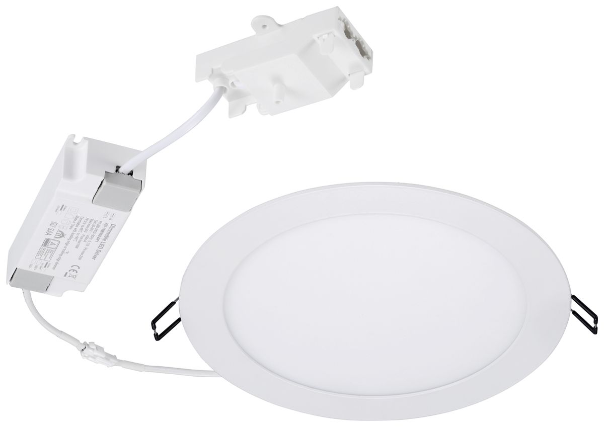 Downlight LED Sylvania Flat 205 17W 1550lm 3000K IP44 120° REG Ø226mm bianco