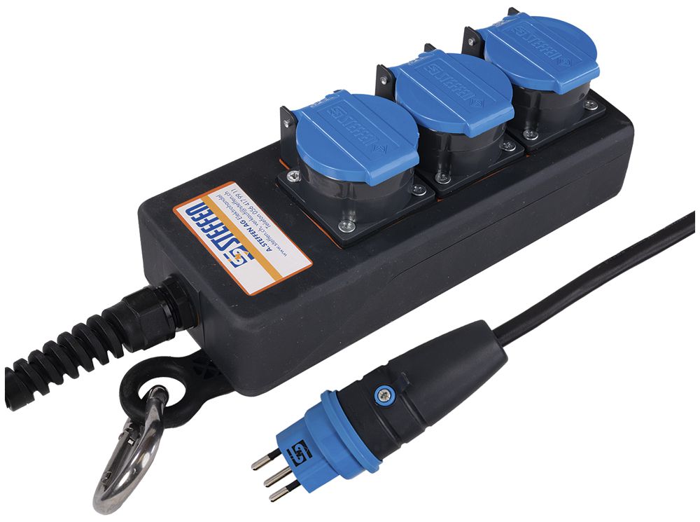 Steckdosenleiste Steffen PROFESSIONAL 3×T13 3m schwarz