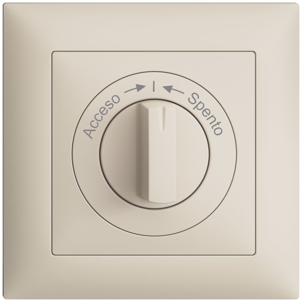 Frontset EDIZIOdue Acceso->I<-Spento crema 88×88mm für Schwenktaster