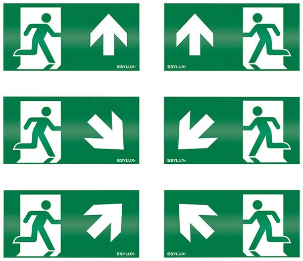 Piktogramm-Satz ESYLUX SLC 25m Pfeil OR/OL/UR/UL/O/O 145×290mm