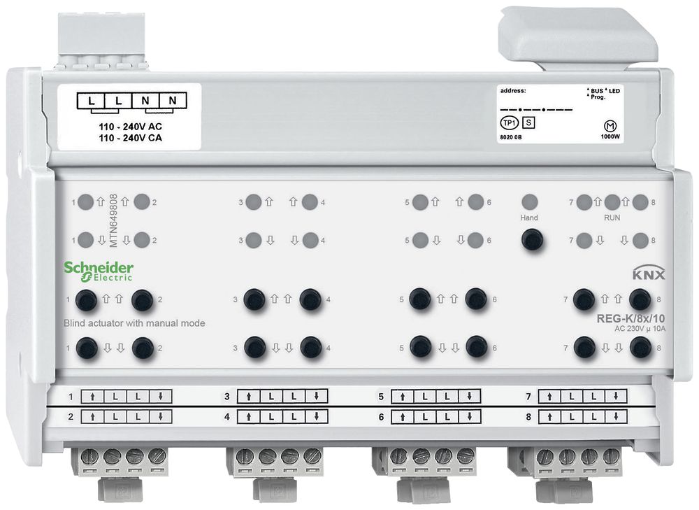 REG-Jalousieaktor KNX Schneider Electric 8×230V, MTN649808