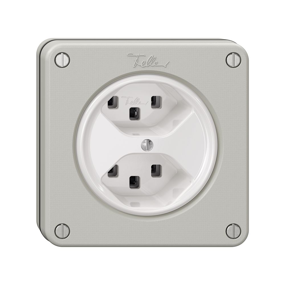 NUPU-Steckdose NEVO, 2×T23, lichtgrau