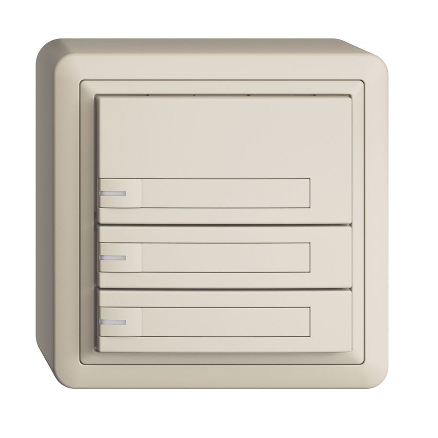 AP-KNX-Taster RGB EDUE, 250mW, m.RGB-LED, m.Papier., 3×Taste, 1×Tastenb., crema