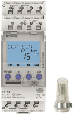 Interruttore crepuscolare Theben LUNA 112 top3 AL, 2-canale
