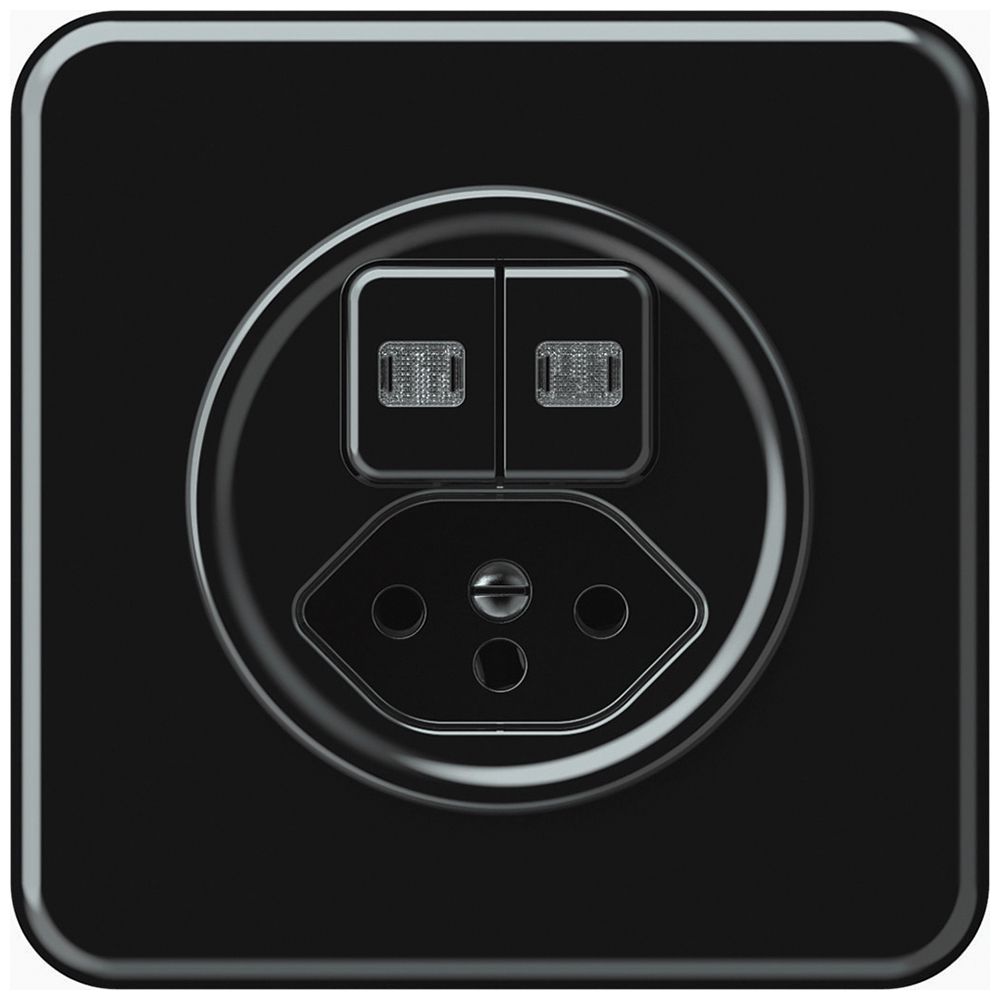 UP-Kombination origin 2×Tasten 2×bel.2CO+T13 1P 0<1 10A 230V 92×92mm schwarz