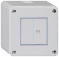 Contatto pulsante AP robusto IP55 2×1P grigio 1×illuminato