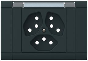EB-Frontset kallysto, für EB-Steckdose 3×Typ 13, mit Bezeichnungsträger, schwarz