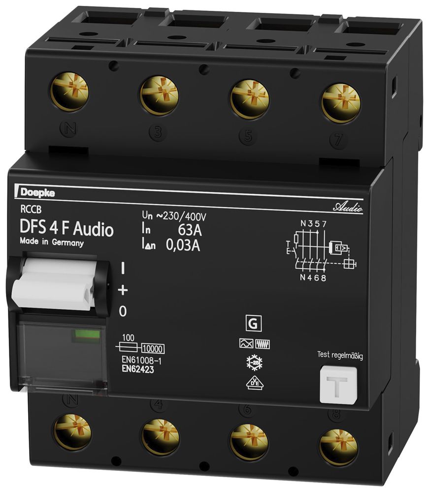 Interruttore differenziale Doepke 63A 30mA audio RCCB tipo F, N destra