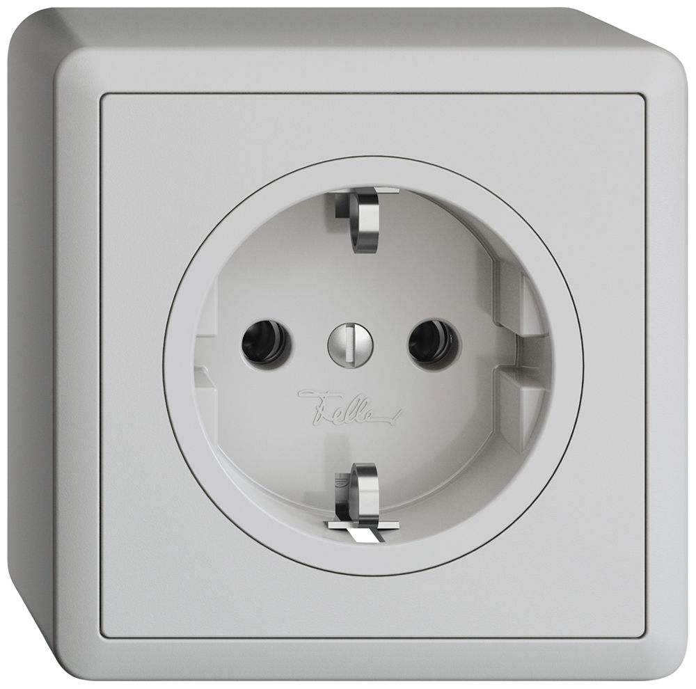 AP-Steckdose Feller EDIZIOdue Schuko 16A 230V 74×74mm hellgrau