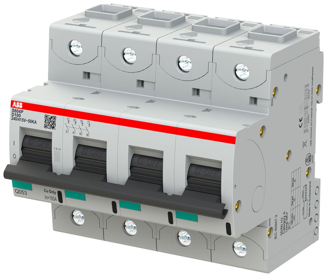 Disgiuntore ABB S804P-D100 4P 400V D-100A 50kA 6UM