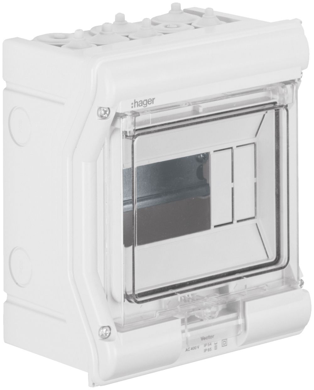 Coffret de distribution AP Hager vector 1 rangée 6UM IP54/IP65 165×190×113mm