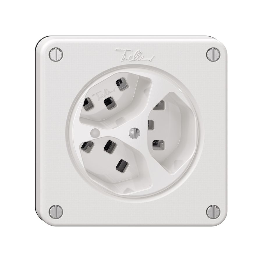 Steckdose NEVO, 3×T23, m.LED, weiss