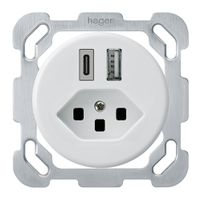 UP-USB-Ladesteckdose basico 18W PD 1×Typ A 1×Typ C T23 m.Befestigungspl. weiss