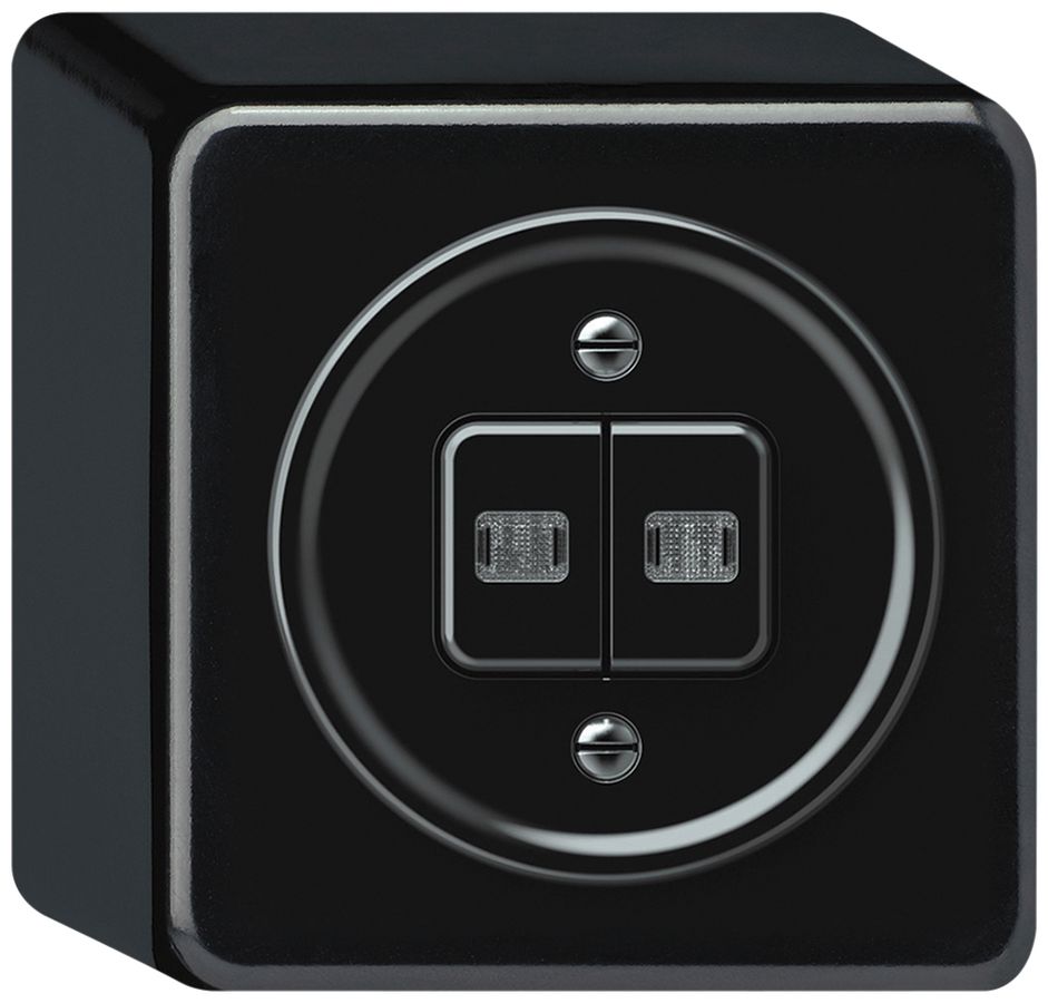 AP-Leuchtdrucktaster origin 2×Tasten 2×bel.2CO 1P 0<1 10A 230V 88×88×54mm sz