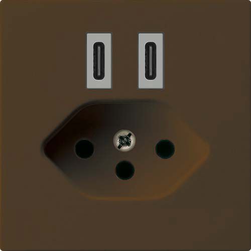 Prise de charge USB Hager kallysto C-C 20W+T13 5V 60×60mm brun