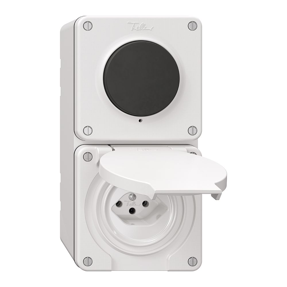 NAP-Kombination NEVO, Druckschalter Schema 3/1L + Steckdose Typ 13, weiss