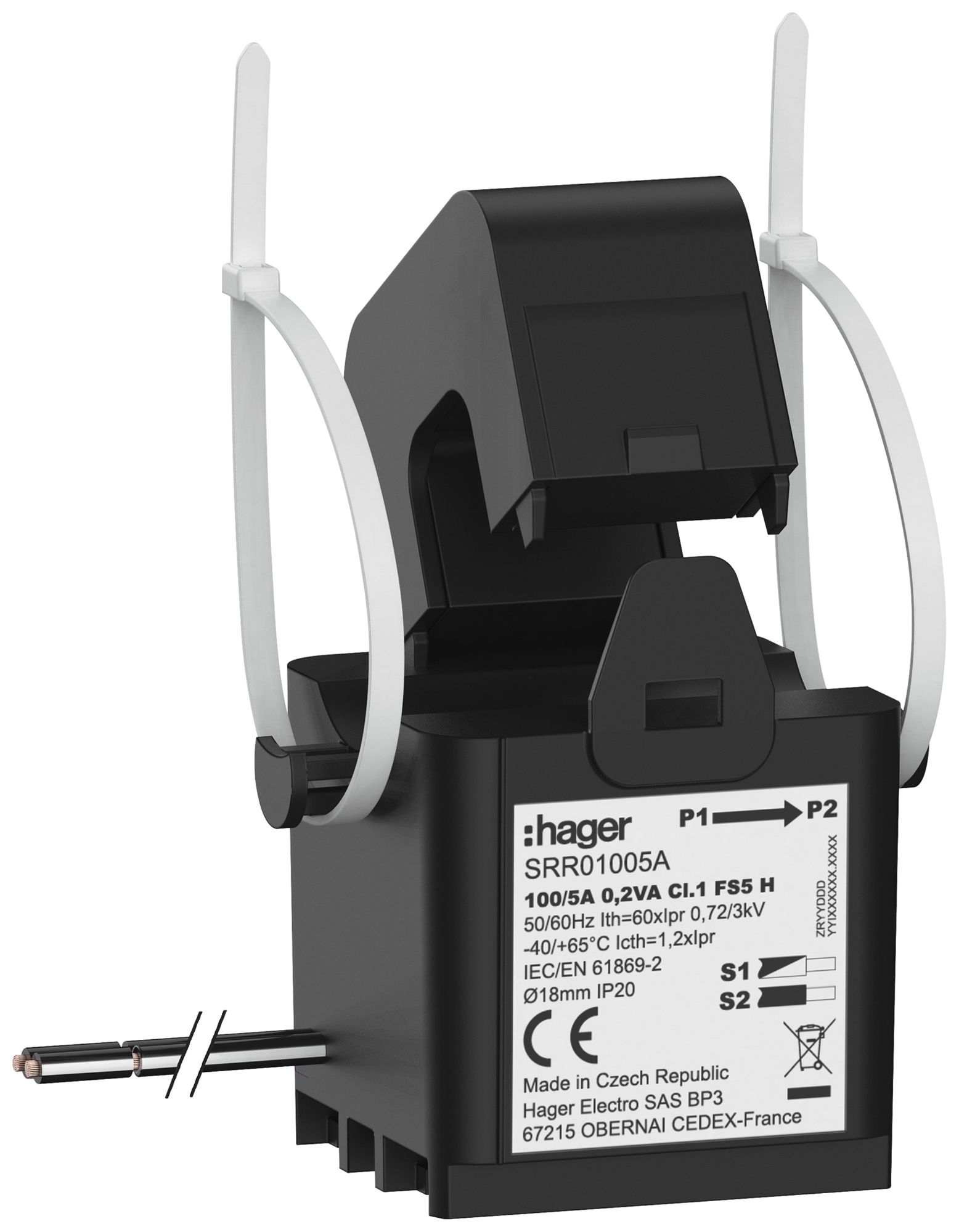 Convertitore di corrente Hager SRR01005A SC1 100A/5A classe 1