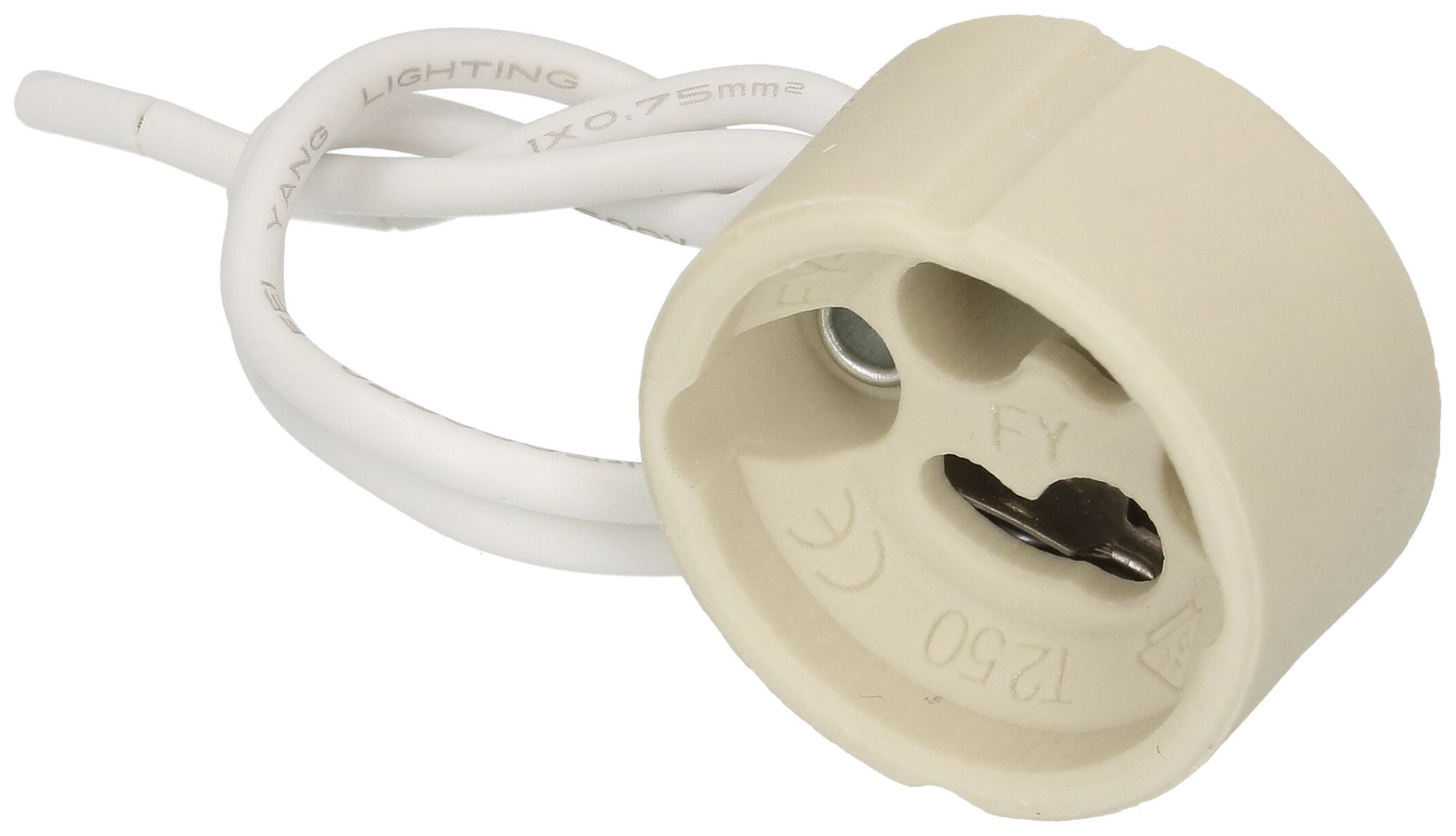 Portalampada GU10/GZ10 materiale sintetico bianco con allacciamento 150mm