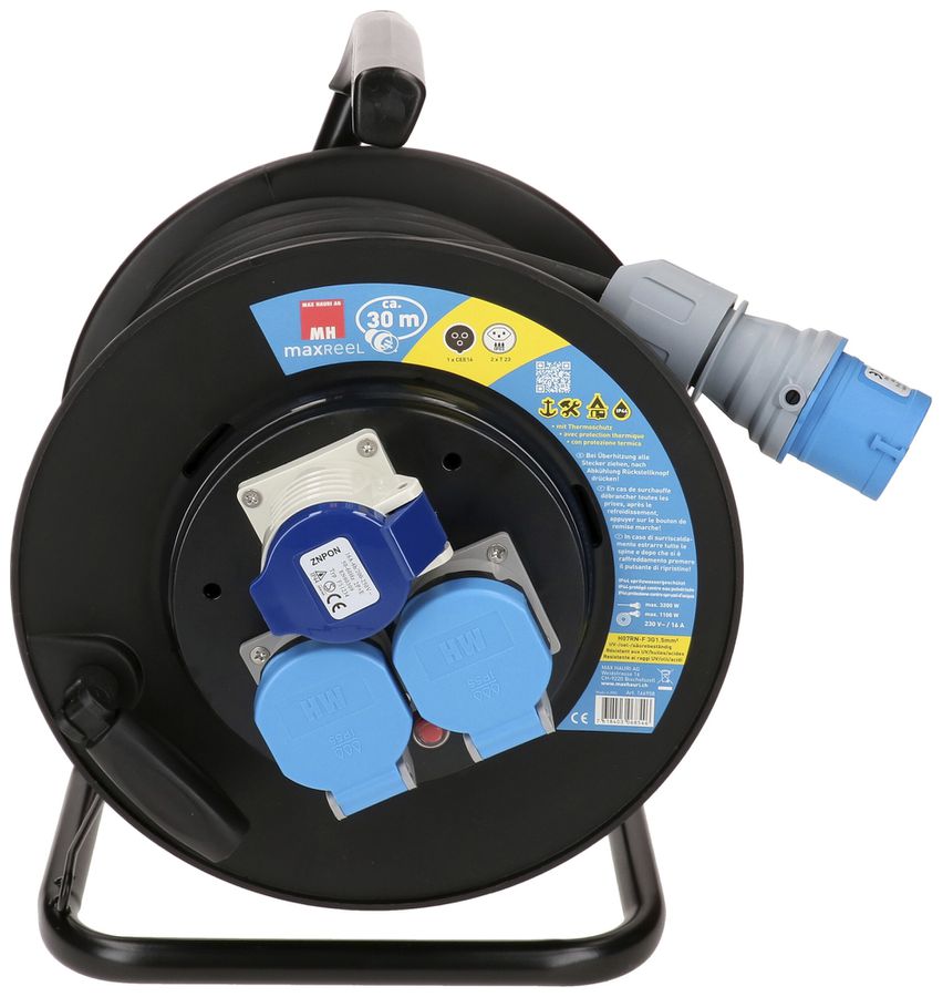 Kabelrolle MH maxCAMP 2×T23 1×CEE16 IP44 3×1.5mm² 30m IP44