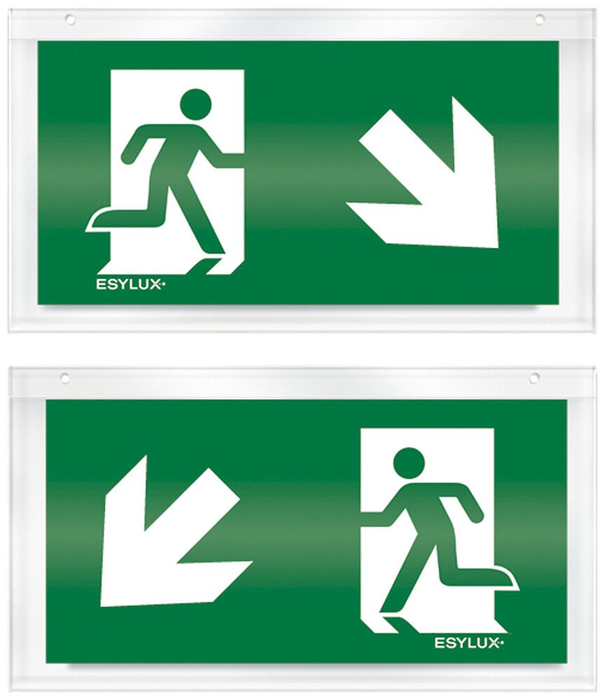 Plaque avec pictogramme ESYLUX pour SLX recto/verso flèche vers le bas d/g