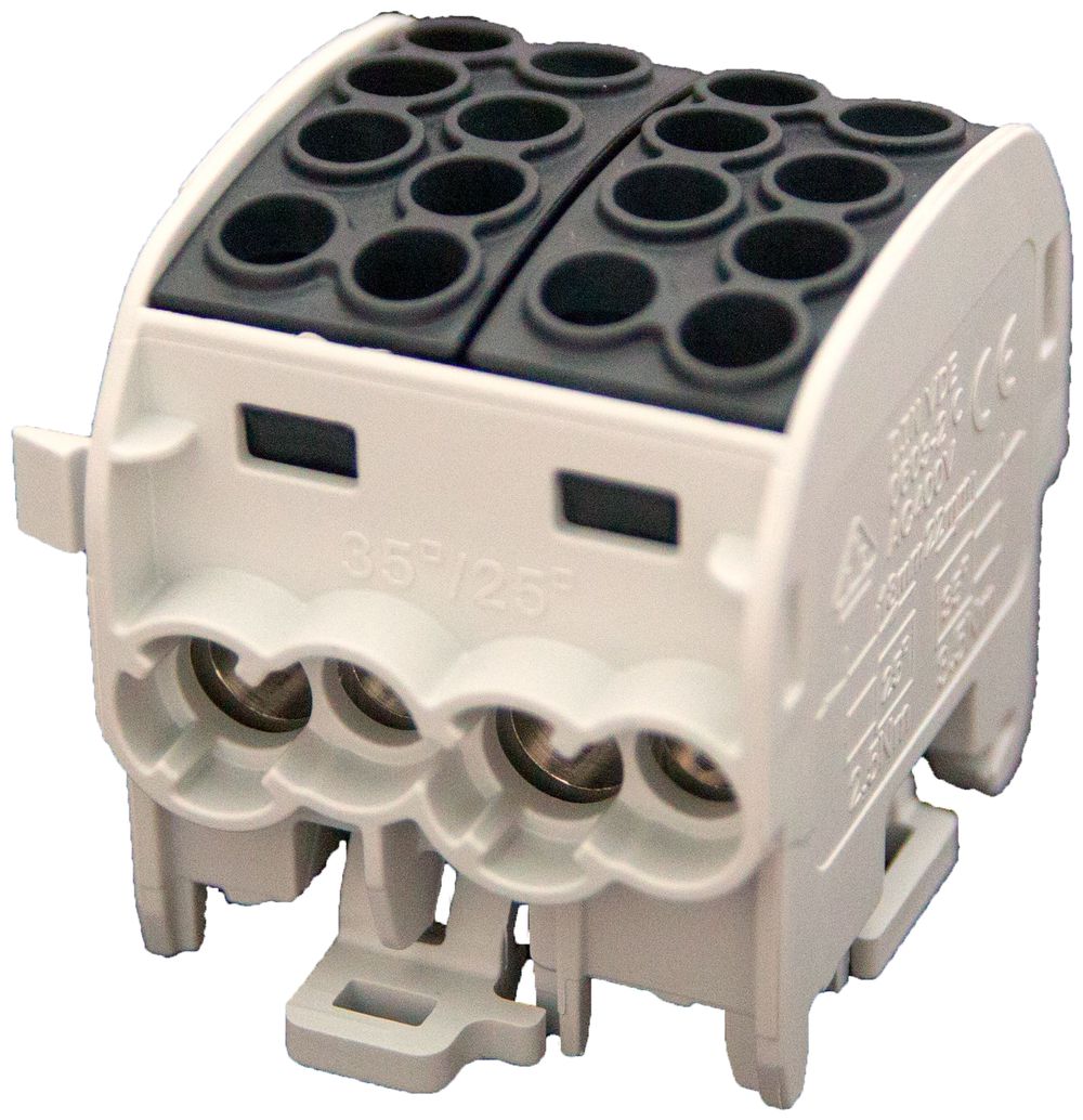 Verteilerblock Typ C 4×35/4×25mm² 125A CU schwarz