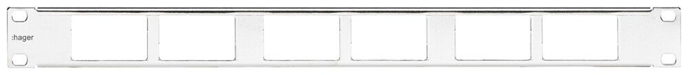 Frontplatte 19" Hager HMS 1HE für 6×FLF Stahl vernickelt