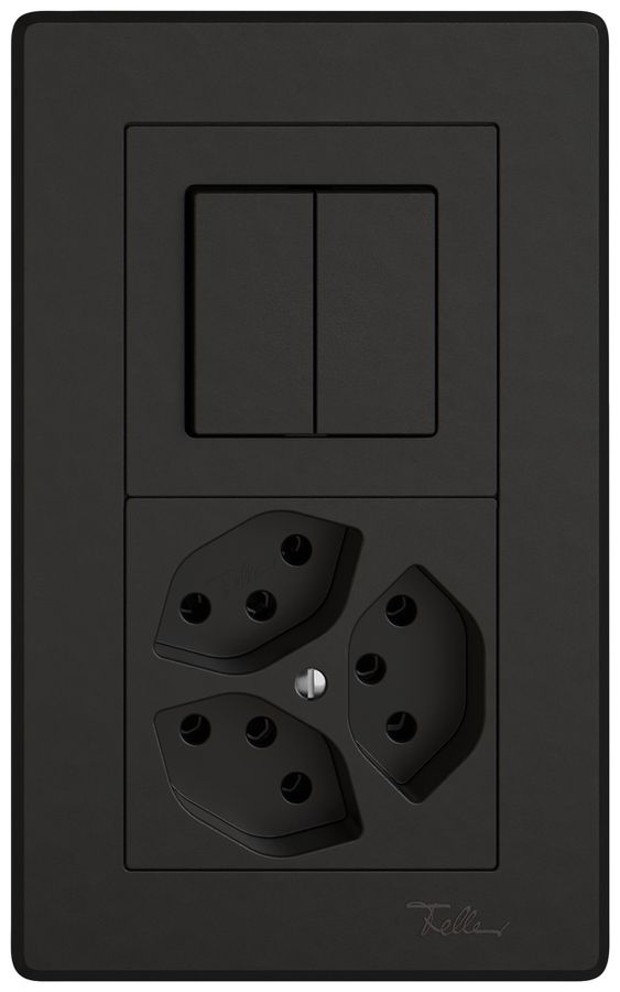 Combinazione INC EDIZIO.liv SNAPFIX® 2×1 156×96mm schema 1/3+3/1L+3×T13 nero