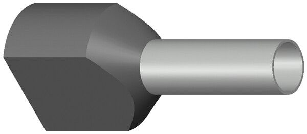Zwillings-Aderendhülse isoliert 2×4mm² L=12mm Typ DIN grau