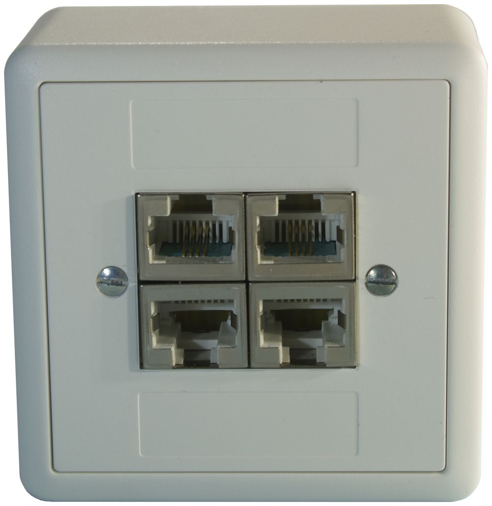 AP-Dose 4×RJ45/s 4P getr. EDIZIOdue weiss ITplus