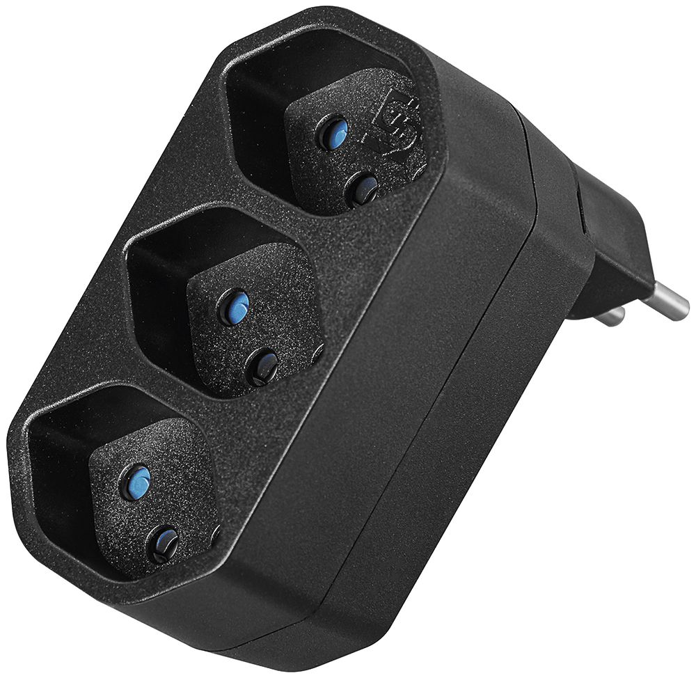 Fiche multiple LINE 3×T13 rotative 320° 10A 230V IP20 noir