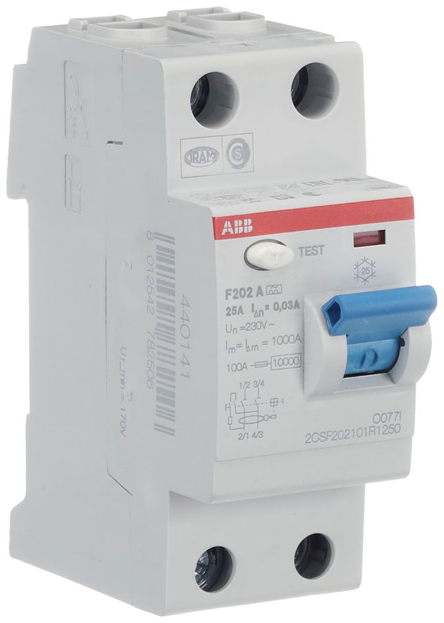 Fehlerstromschutzschalter ABB 30mA 25A 1P+N F202A-25/0.03