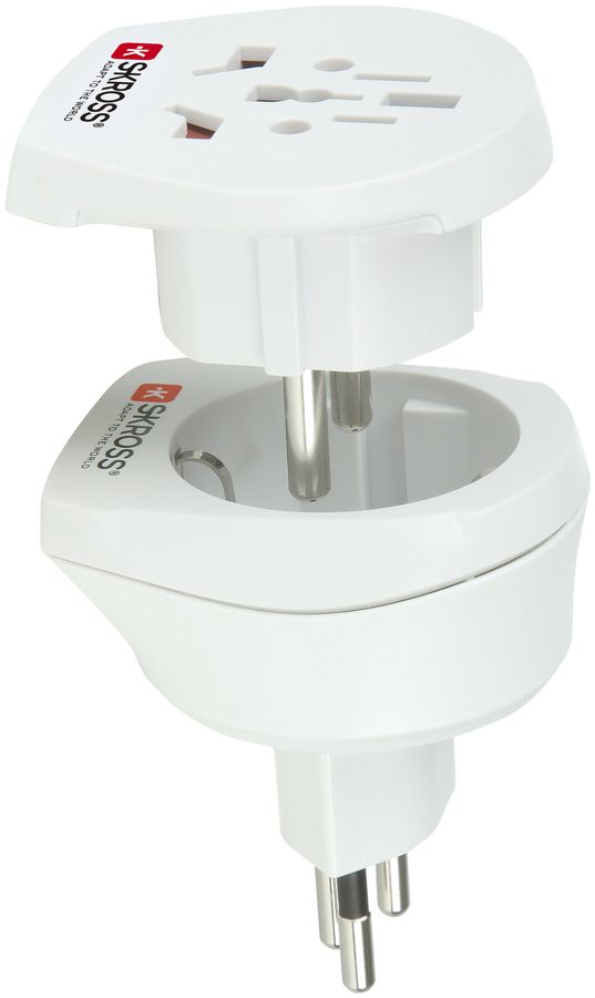 Adaptateur Single Travel 10A 250V World t.CH/EU 53×60×72 blanc