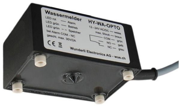 Détecteur d'eau Wunderli HY-WA-OPTO, 12…24VAC/DC, 1C (max. 2A/30V), câble 25m