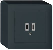 Prise de charge USB AP Hager kallysto C-C 20W 5V 86×86mm noir