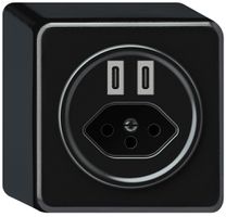 AP-USB-Ladesteckdose origin 2×USB-C 3000mA 5V mit Typ 13 schwarz